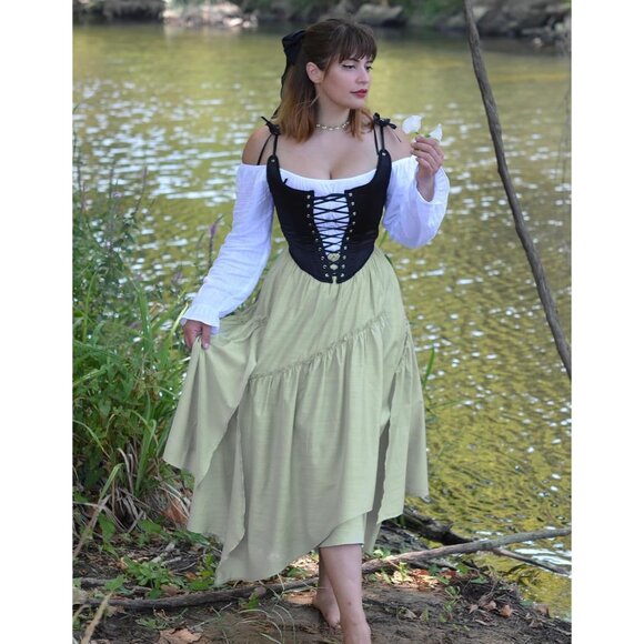 Comfortable Plus Size Mint Green Maxi Skirt with Pockets - Perfect for Cosplay - Picture 8 of 9